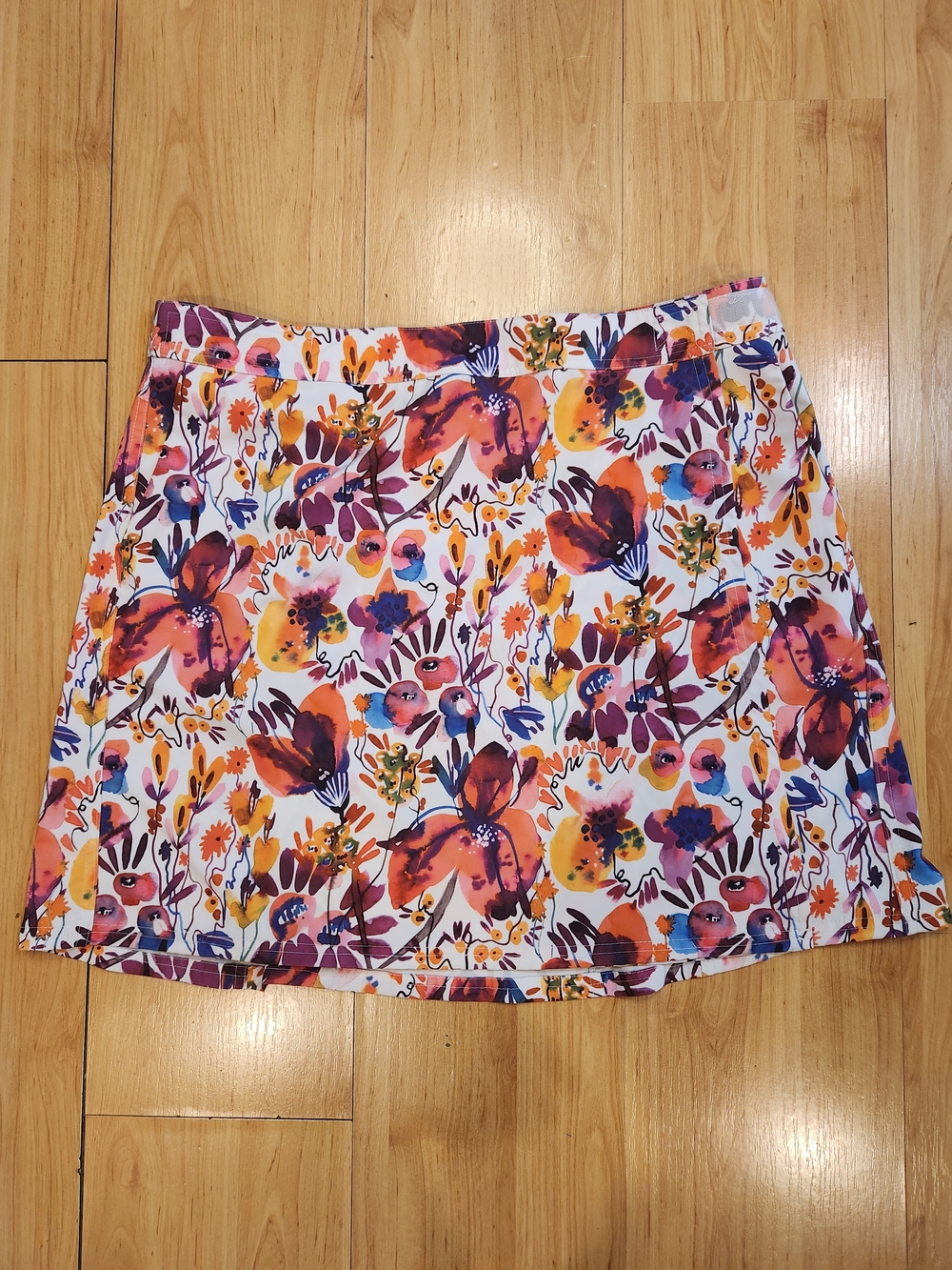 RipSkirt Hawaii Wrap Skirt Large Watercolor Floral Orange Purple Active Beach